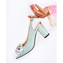 PA2 Sandálias de couro elegantes com decoração Meriss verde 1