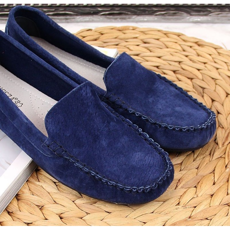 Mocassim de couro azul marinho W Vinceza azul-marinho 4