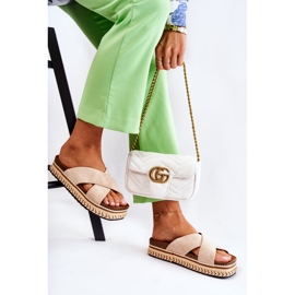 PG1 Chinelos de camurça femininos em uma plataforma Jossie bege 2