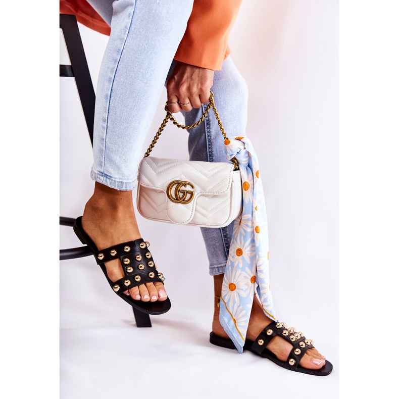 PG1 Chinelos femininos clássicos com ornamentos preto Scotlyn 2