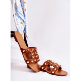 PG1 Chinelos femininos clássicos com ornamentos Brown Scotlyn marrom 1