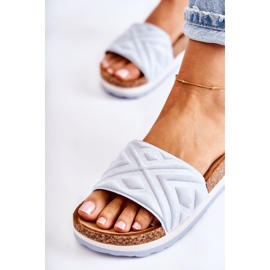 PG1 Chinelos de camurça femininos em uma enorme plataforma azul Heritta 2