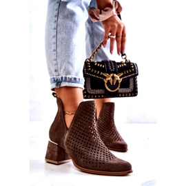 Lewski Shoes Botas de camurça Openwork Sapatos Lewski 3165 veludo terra castanho 1