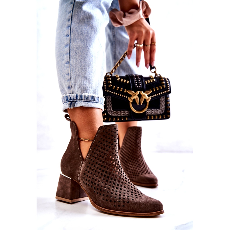 Lewski Shoes Botas de camurça Openwork Sapatos Lewski 3165 veludo terra marrom 1