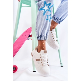 FK2 Tênis esportivo feminino, Otylia branco amarrado dourado 2