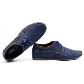 Mario Pala Sapatos perfurados masculinos 563 azul marinho castanho 1