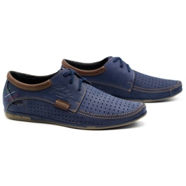 Mario Pala Sapatos perfurados masculinos 563 azul marinho marrom 3