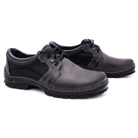 Polbut Sapatos masculinos de couro cinza K19 preto 2
