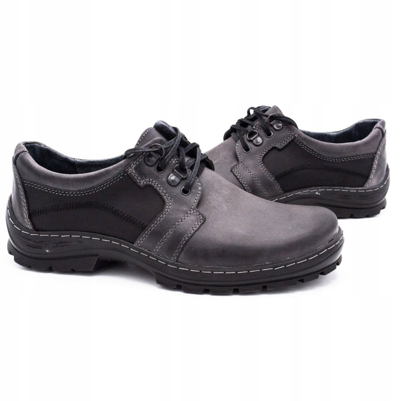Polbut Sapatos masculinos de couro cinza K19 preto 4