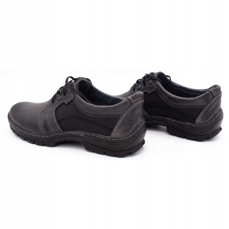 Polbut Sapatos masculinos de couro cinza K19 preto 5