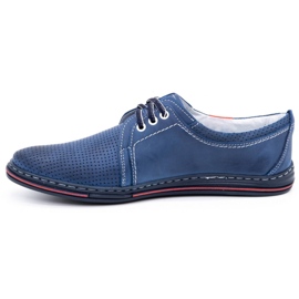 Polbut Sapatos de couro masculinos 343, perfuração azul marinho 1