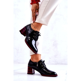 S.Barski Sapatos baixos lacados com zíper preto vermelho 2