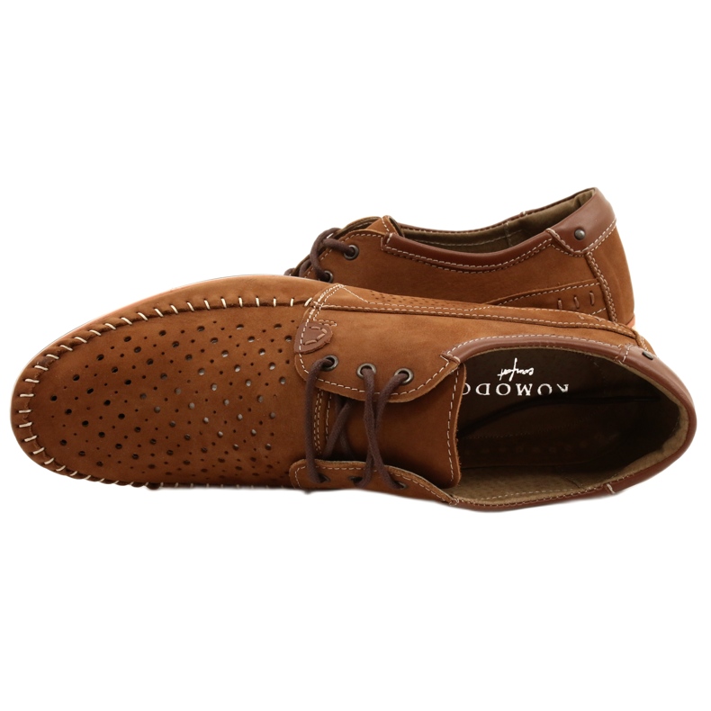 KOMODO Sapatos masculinos mocassins camelo de verão 875 marrom 8