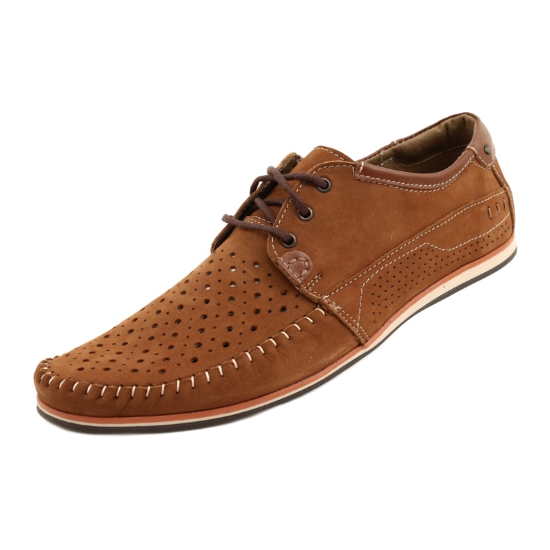 KOMODO Sapatos masculinos mocassins camelo de verão 875 castanho 6