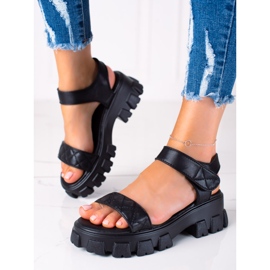 SHELOVET Sandálias de velcro preto 1