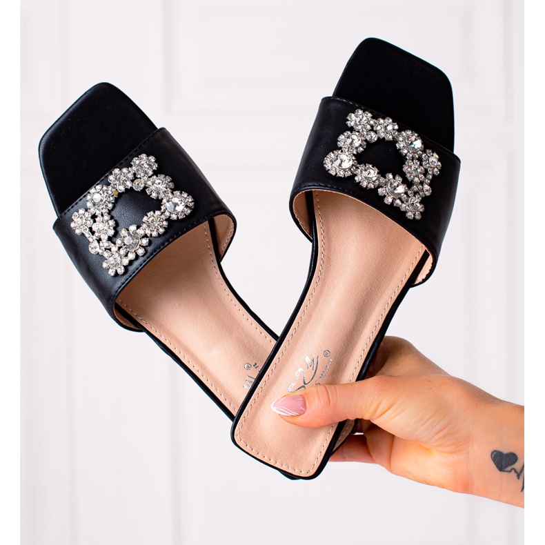 SHELOVET Chinelos elegantes preto 1