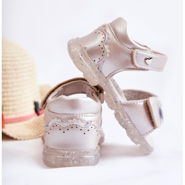 PE1 Sandálias infantis confortáveis ​​com decoração Silver Cayo rosa 2