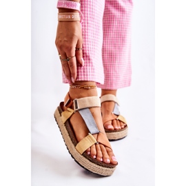 FB1 Sandálias femininas para o verão bege-amarelo Galia castanho laranja 1