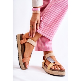 FB1 Sandálias femininas para o verão bege-amarelo Galia marrom laranja 2