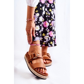 FB1 Chinelos femininos Penélope bege da moda marrom 1