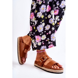 FB1 Chinelos femininos Penélope bege da moda castanho 2