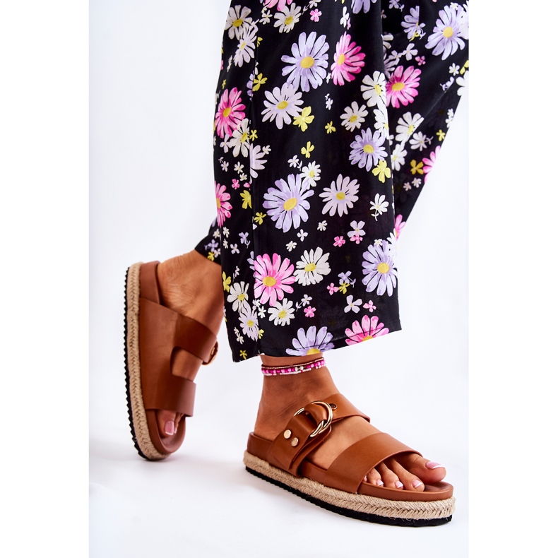 FB1 Chinelos femininos Penélope bege da moda marrom 2