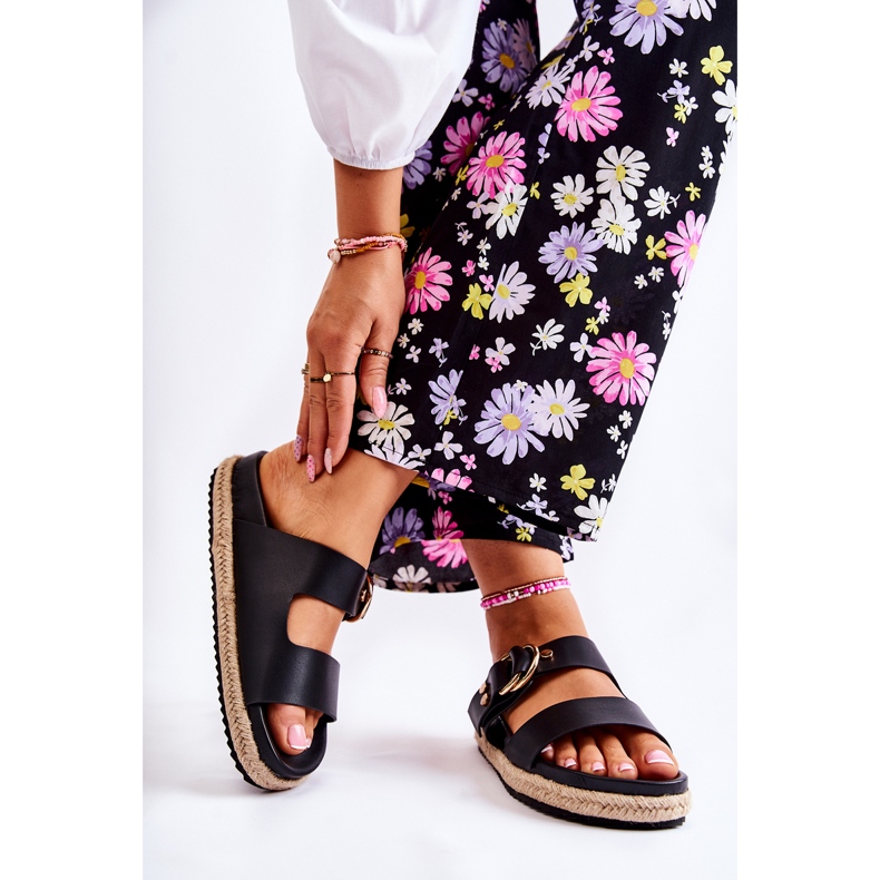 FB1 Chinelos femininos Penélope pretos da moda 2