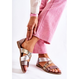 PE1 Sandálias de couro com nervuras douradas Puglia prata dourado 2