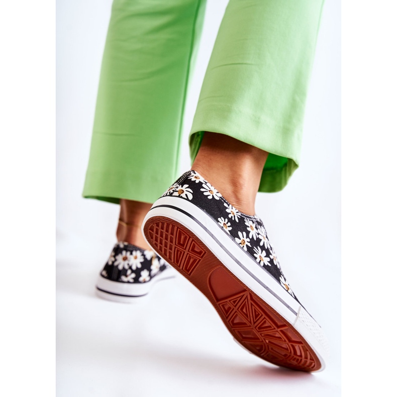 PS1 Tênis baixo feminino com flores Janey Black preto 1