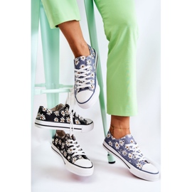 PS1 Tênis baixo feminino Janey com flores azuis azul 2 PS1 Tênis baixo feminino Janey com flores azuis azul 2