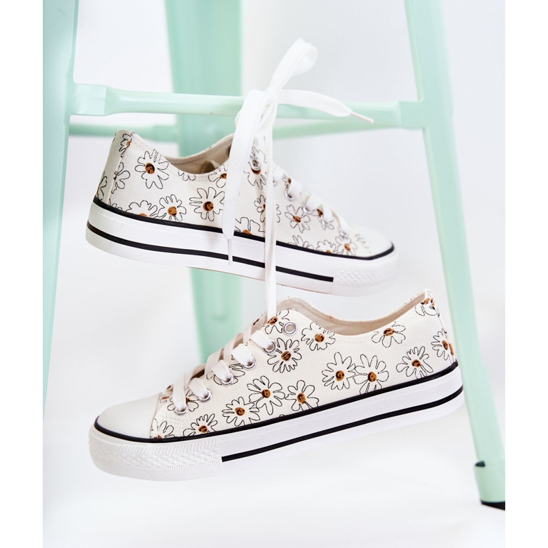 PS1 Tênis baixo feminino com flores brancas Janey branco 2 PS1 Tênis baixo feminino com flores brancas Janey branco 2