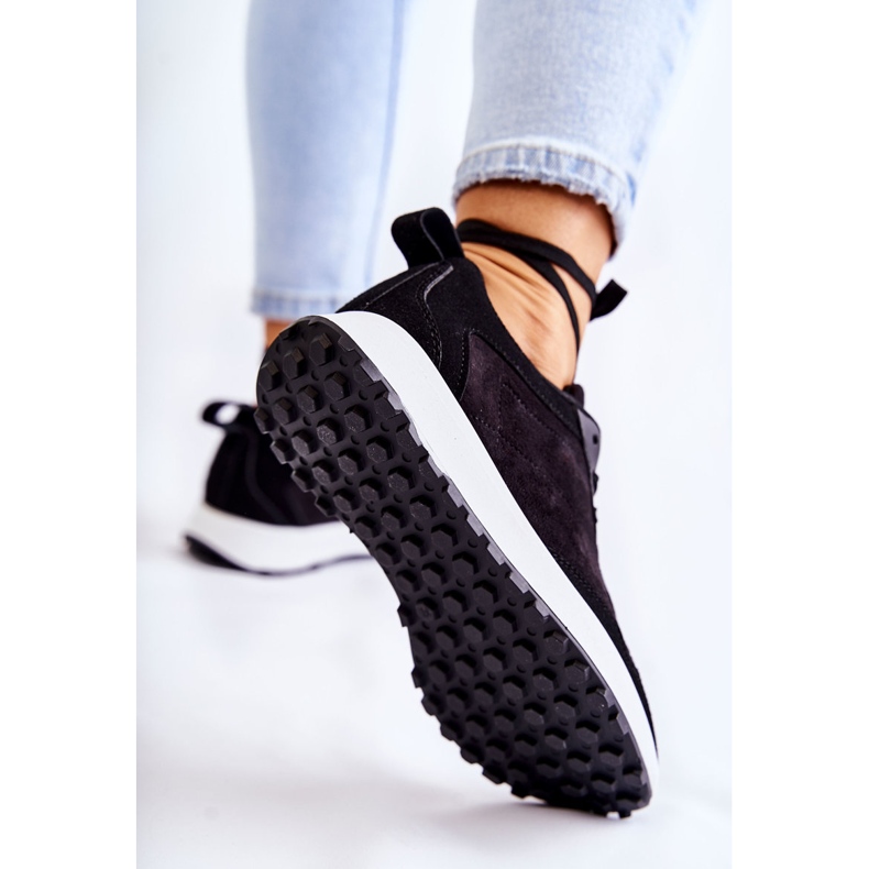 PG1 Tênis esportivo feminino de camurça preta Nayla preto 2