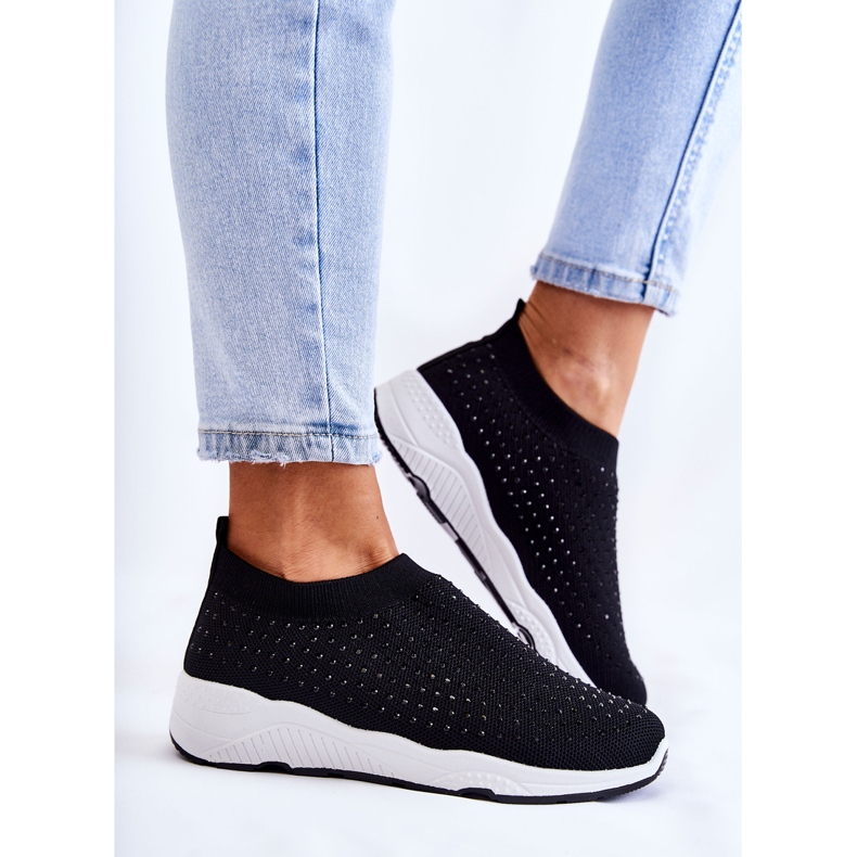 PG1 Tênis esportivo feminino com zircônias pretas Calsey preto 2