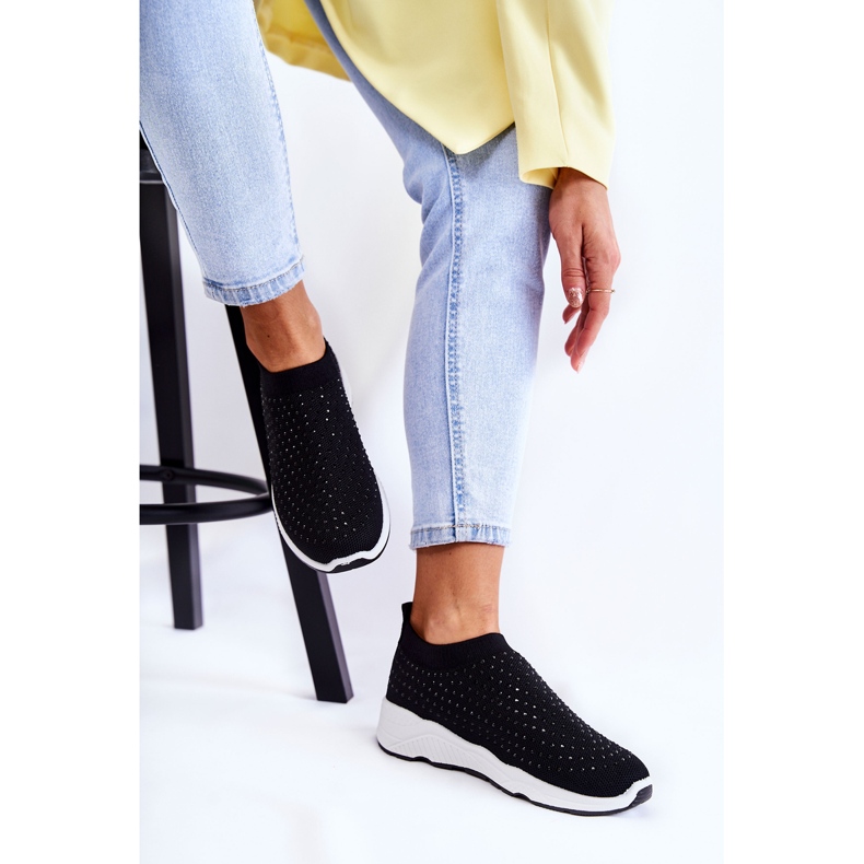 PG1 Tênis esportivo feminino com zircônias pretas Calsey preto 1