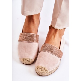 PG1 Alpargatas femininas sem salto com massa rosa de zircônias cúbicas 2