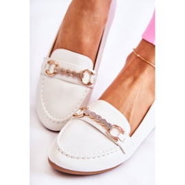 PG1 Mocassins femininos de couro branco Godley 1
