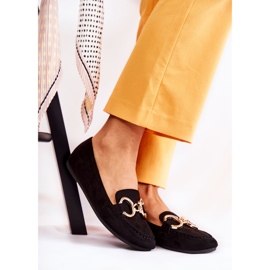 PG1 Mocassins femininos de camurça com decoração de realidade negra preto 1