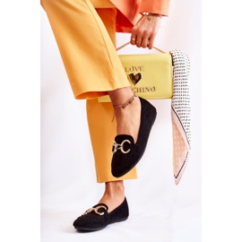 PG1 Mocassins femininos de camurça com decoração de realidade negra preto 2