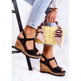 PG1 Sandálias clássicas de cunha de couro preto Valorin 2