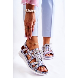 Maciejka Sandálias Femininas de Couro com Velcro 05375-06 Azul multicolorido 1 Maciejka Sandálias Femininas de Couro com Velcro 05375-06 Azul multicolorido 1