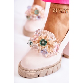 PA2 Bombas elegantes com ornamento liso rosa claro Caterine 1