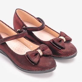 BM Bailarinas infantis vermelhas com laço Tienne preto vermelho 1