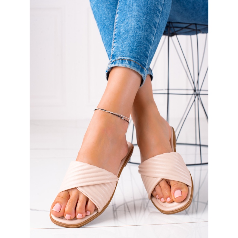 SHELOVET chinelos de mulher bege 1