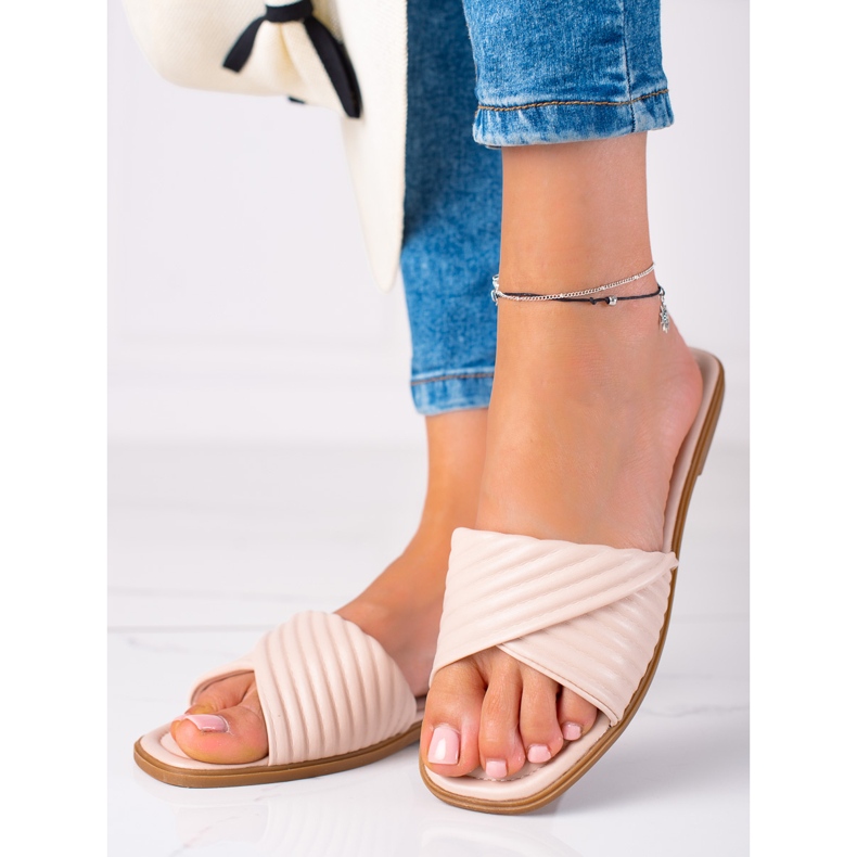 SHELOVET chinelos de mulher bege 2