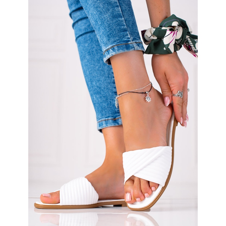 SHELOVET chinelos de mulher branco 1