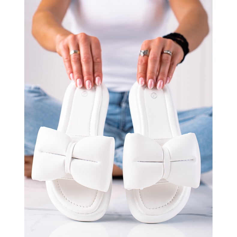 SHELOVET chinelos com laço branco 2 SHELOVET chinelos com laço branco 2