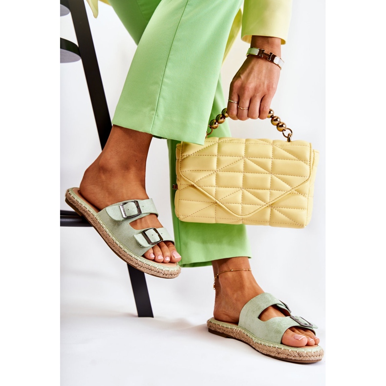 Chinelos femininos de camurça clássico verde Casilda 2