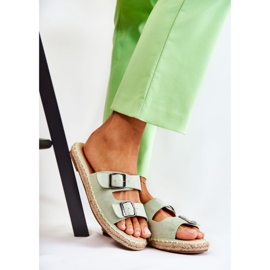 Chinelos femininos de camurça clássico verde Casilda 1