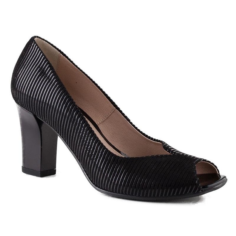 Sapatilhas de couro preto listradas da Marco Shoes 1