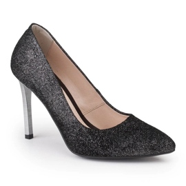 Marco Shoes Sapatilhas pretas de couro genuíno com saltos prateados preto 1